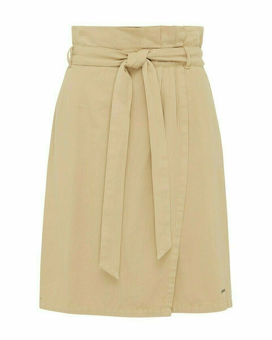 Mexx Paperbag waist wrap skirt Dark Sand Beżowe | FAKHL0341