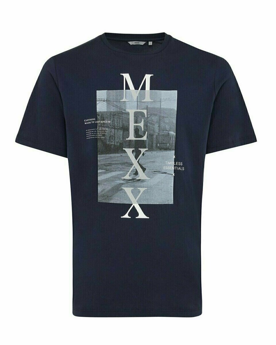 Mexx Photoprint t-shirt Navy Niebieskie | GYFPK4275