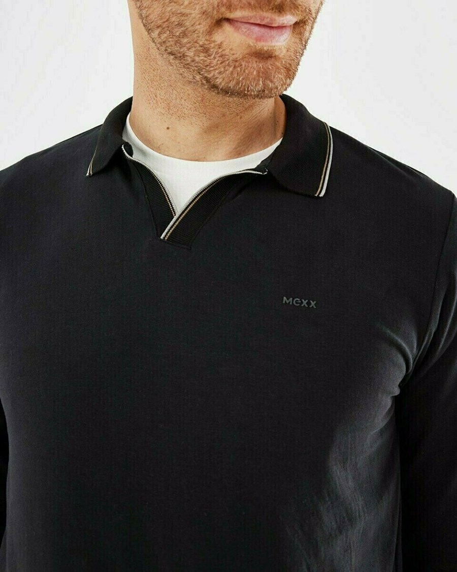 Mexx Polo LS Black Czarne | OZYJN6410