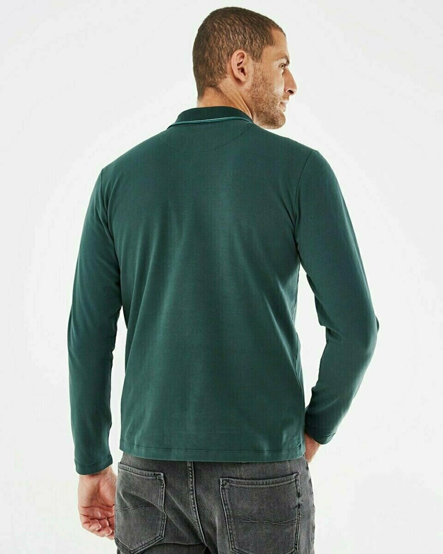 Mexx Polo LS Dark Green Zielone | LXWAE1624