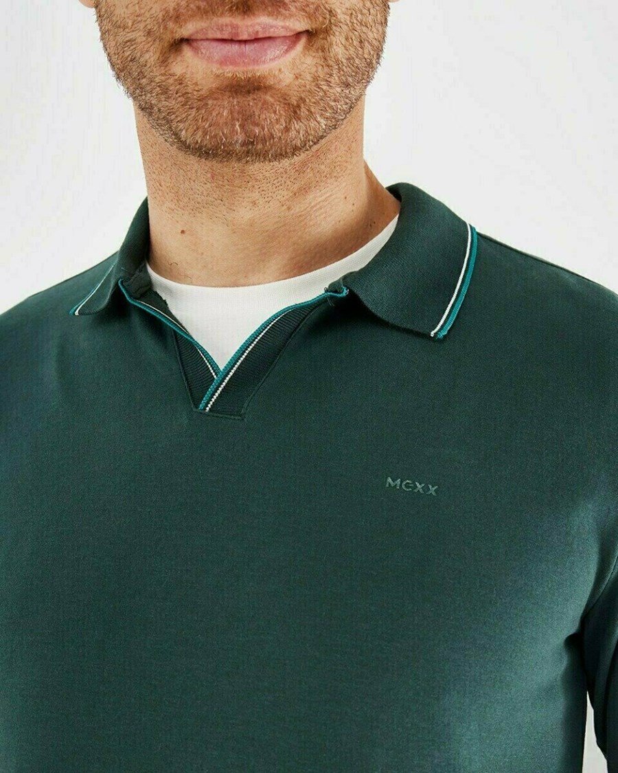 Mexx Polo LS Dark Green Zielone | LXWAE1624