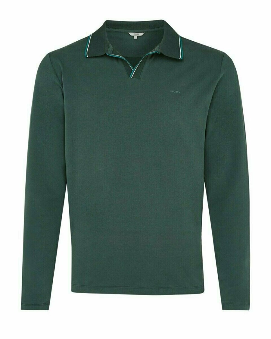 Mexx Polo LS Dark Green Zielone | LXWAE1624