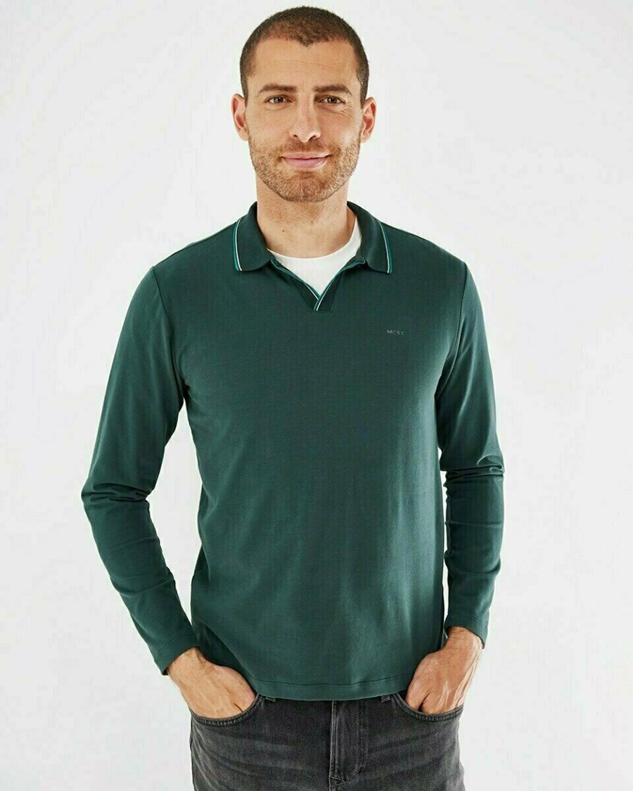 Mexx Polo LS Dark Green Zielone | LXWAE1624