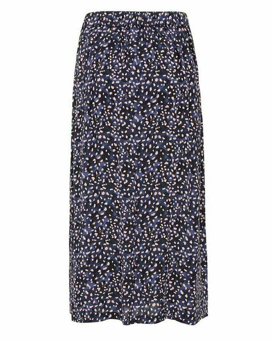 Mexx Printed button through skirt Navy Niebieskie | MCXFS5938