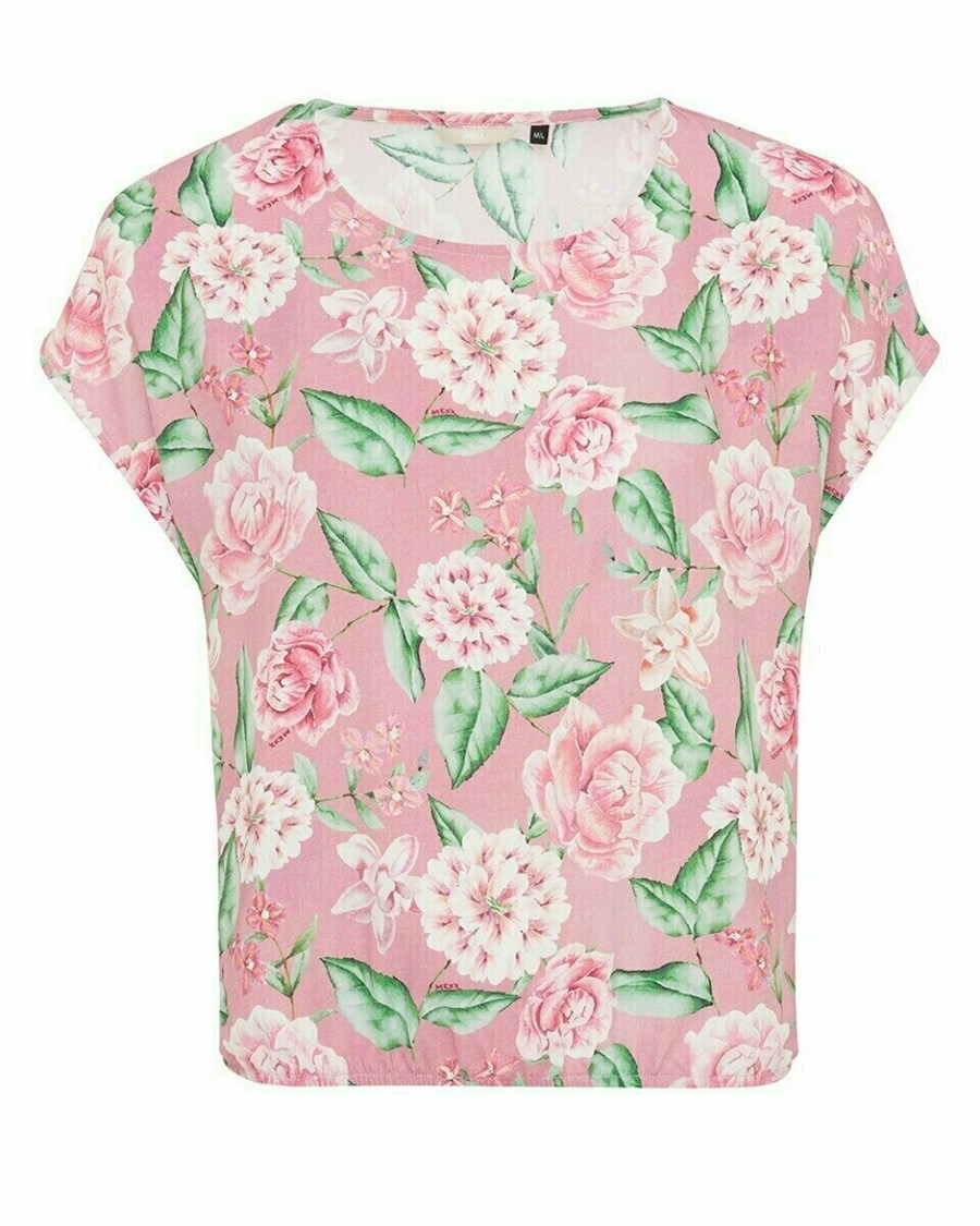 Mexx Printed capsleeve top Old Pink Różowe | ACLJQ6913