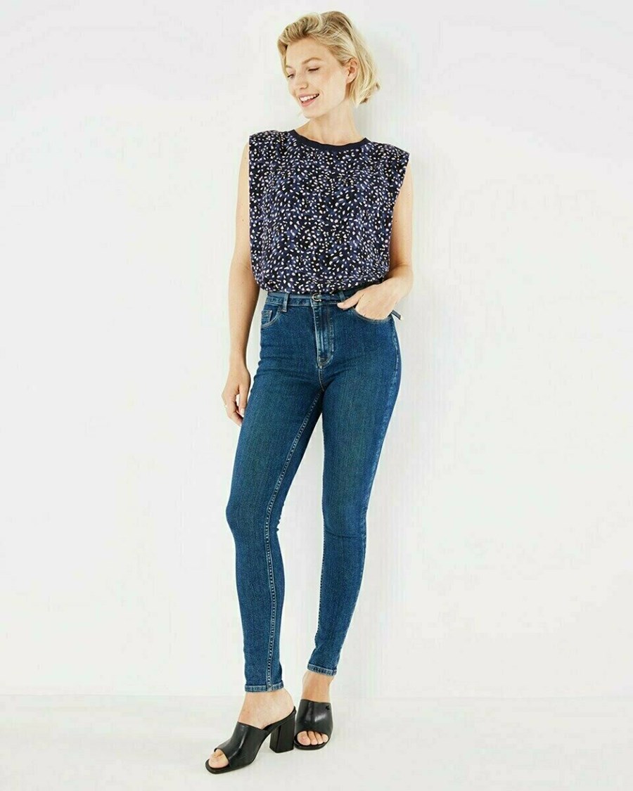 Mexx Printed combi top Navy Niebieskie | QFZOC3540