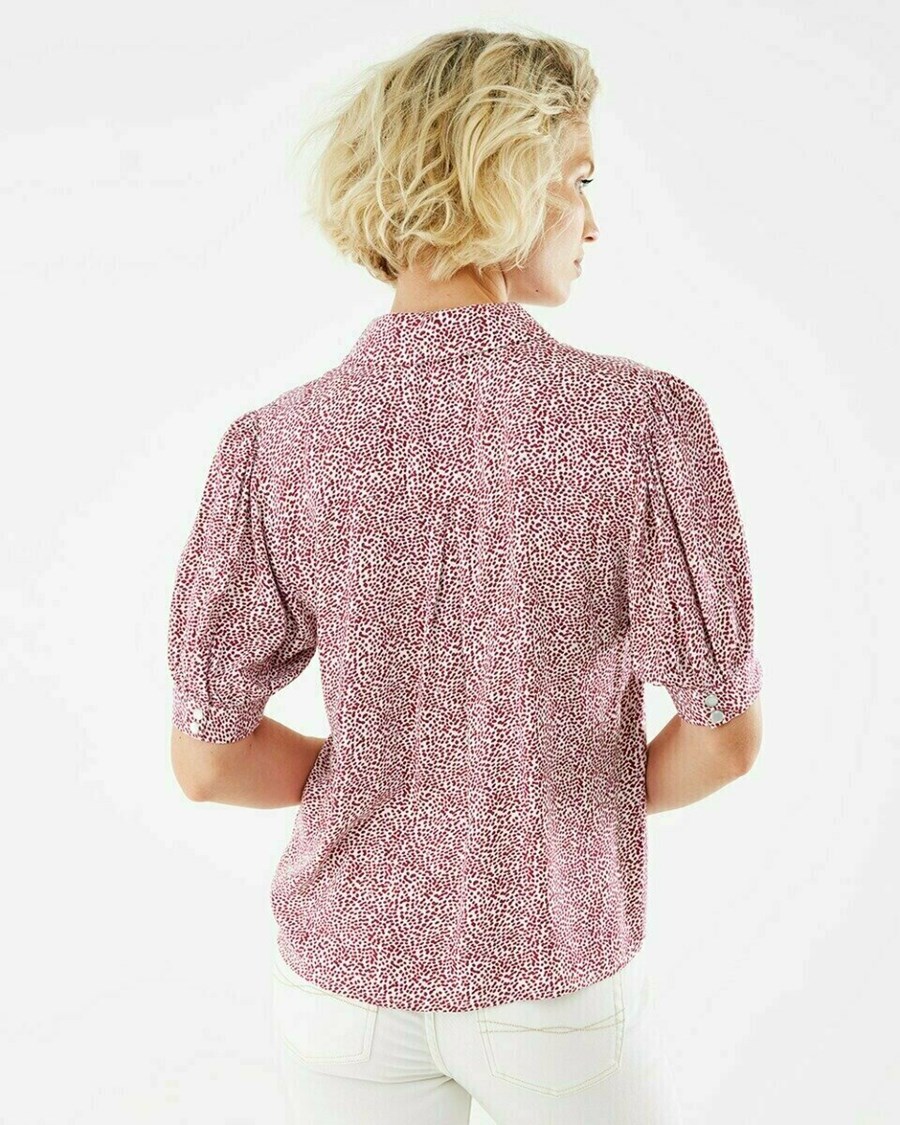 Mexx Printed half sleeve blouse Dark Fuchsia Różowe | DUIYX4826