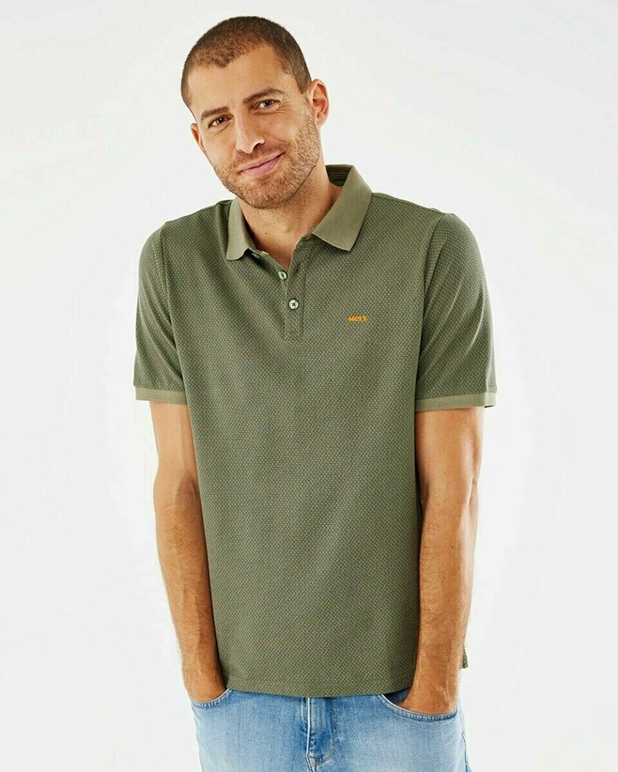 Mexx Printed pique polo Army Green Zielone | SWVBQ0471