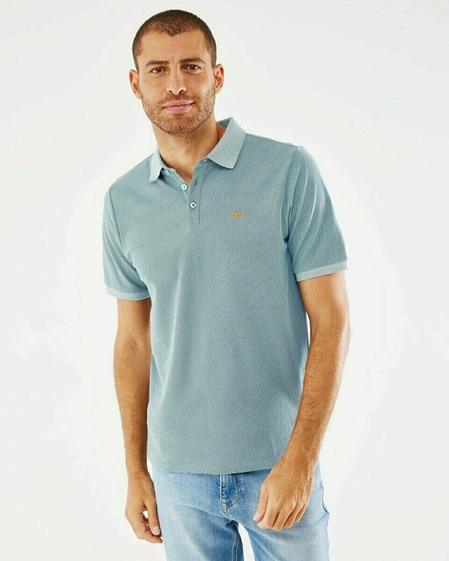 Mexx Printed pique polo Navy (Dark Denim) Niebieskie | GLVXK6531