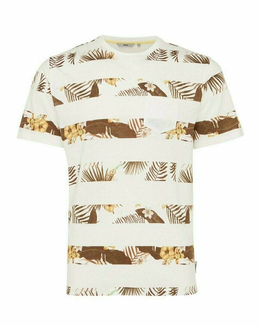 Mexx Printed slub t-shirt Off white Białe | TIHEY4076