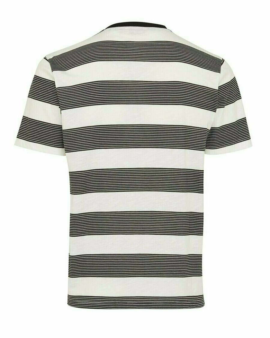 Mexx Printed stripe t-shirt Black Czarne | DMJPZ8260