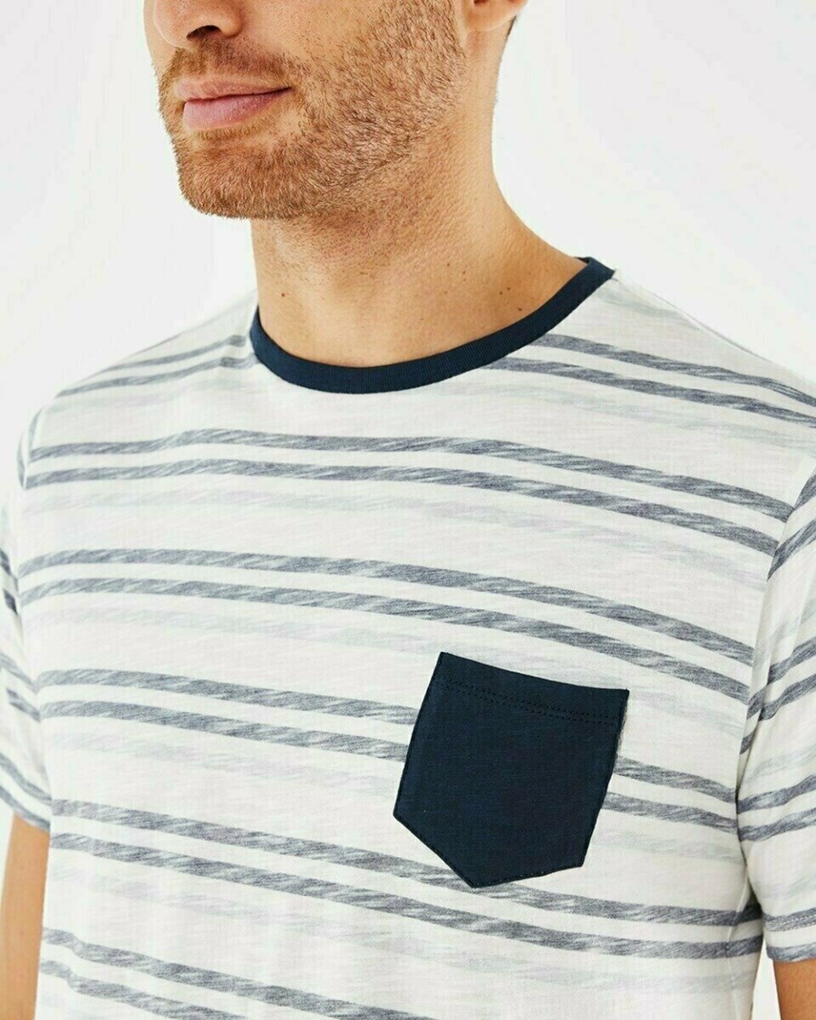 Mexx Printed stripe t-shirt Navy Niebieskie | PRBVM3745