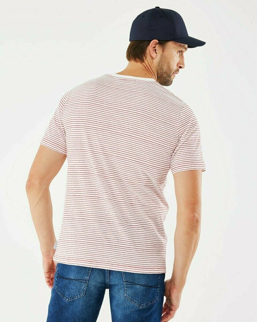 Mexx Printed stripe t-shirt Red Białe | CYEKQ1685