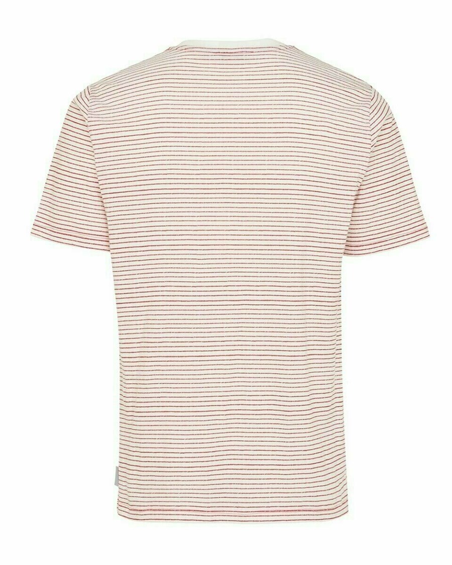 Mexx Printed stripe t-shirt Red Białe | CYEKQ1685