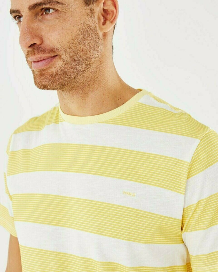 Mexx Printed stripe t-shirt Yellow Żółte | MQARV0358