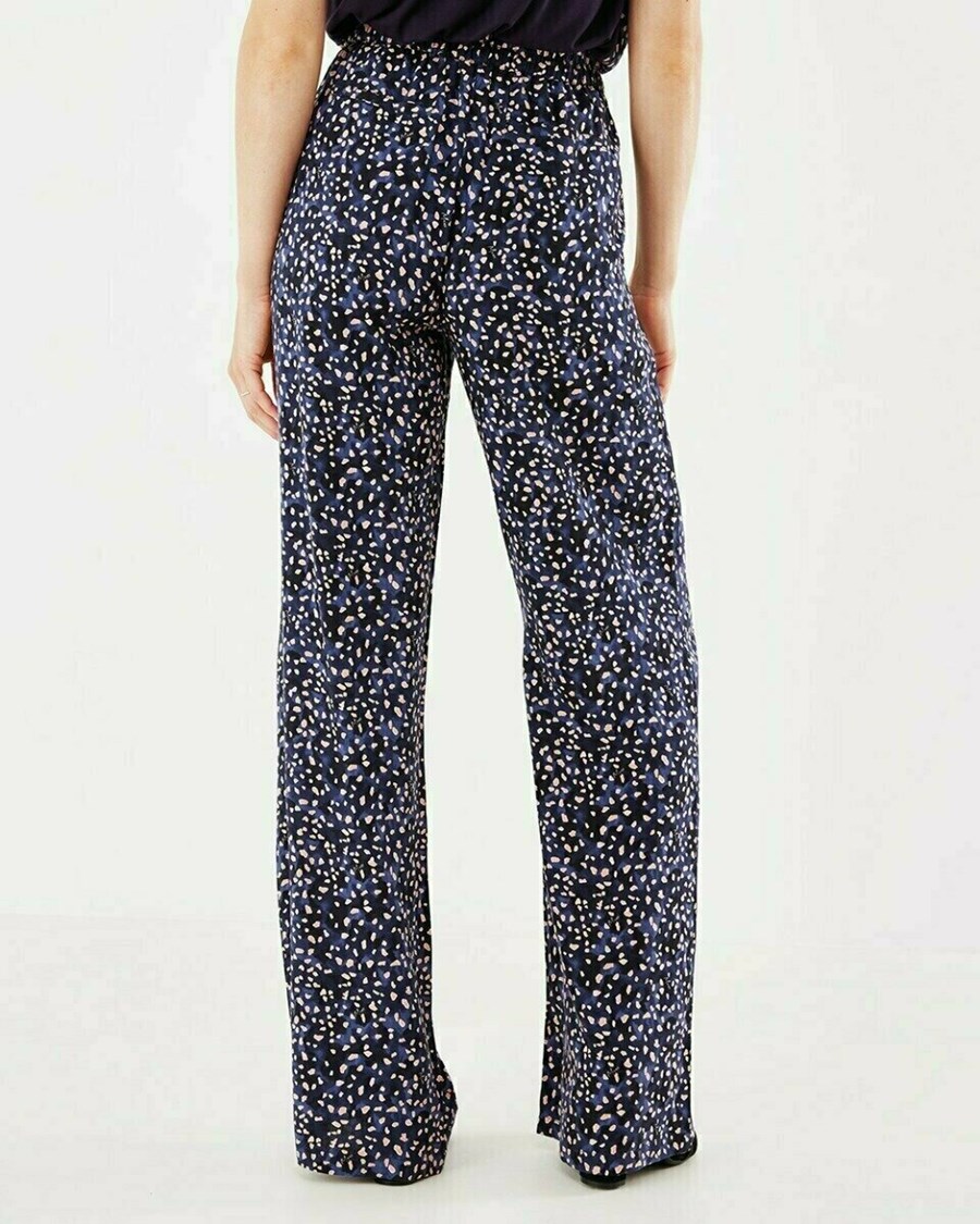 Mexx Printed wide leg pants Navy Niebieskie | CELHY3701