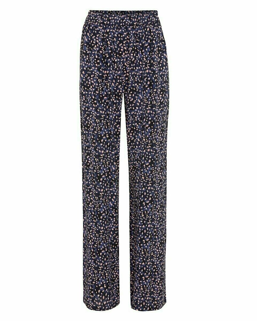 Mexx Printed wide leg pants Navy Niebieskie | CELHY3701