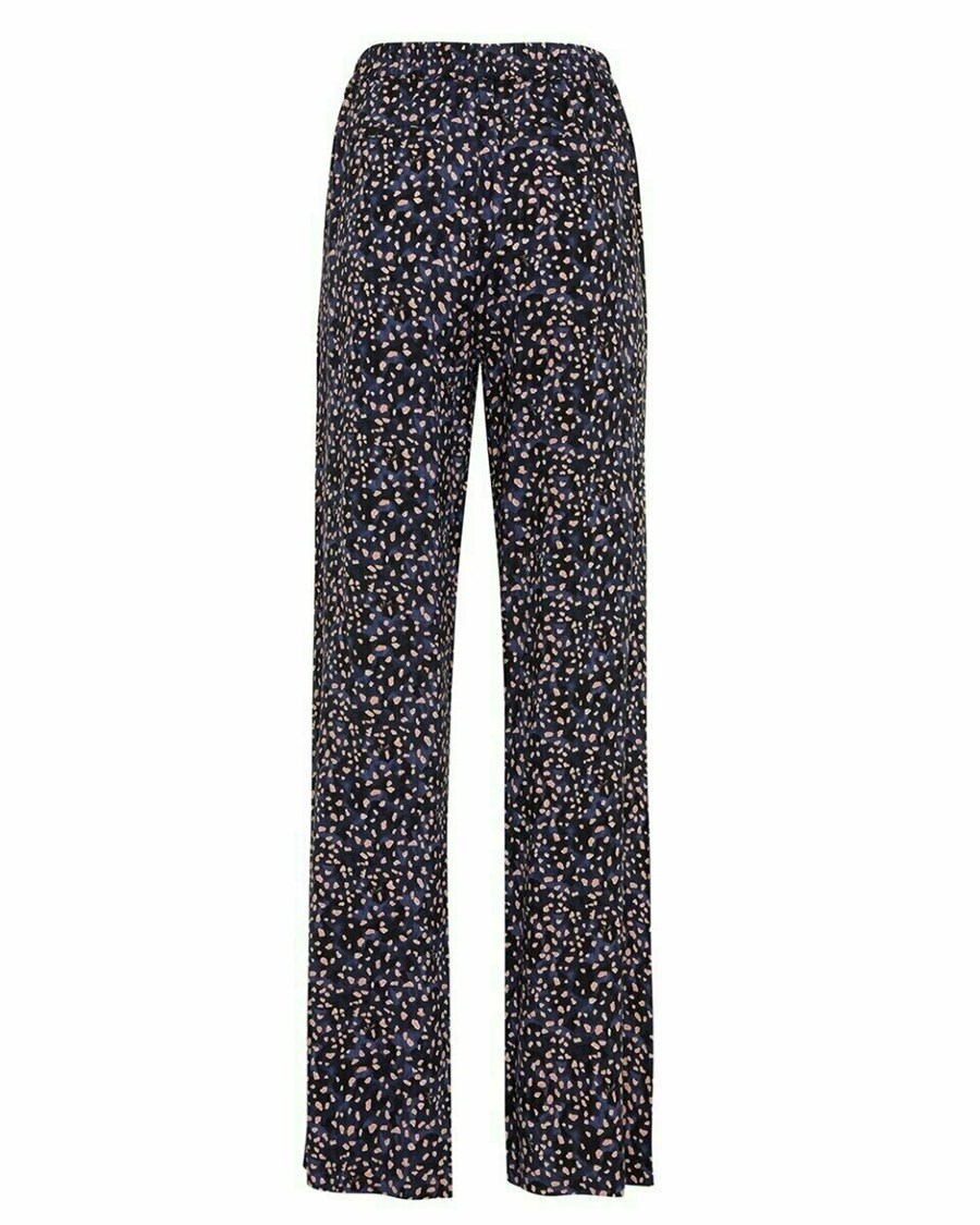 Mexx Printed wide leg pants Navy Niebieskie | CELHY3701