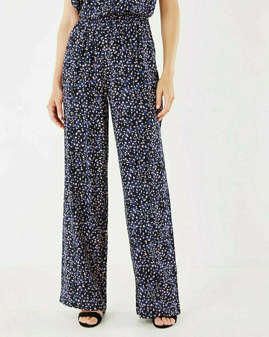 Mexx Printed wide leg pants Navy Niebieskie | CELHY3701