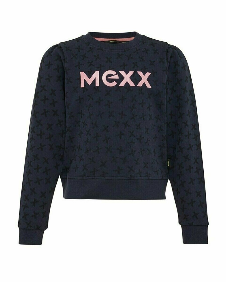 Mexx Puff sleeve sweater Navy Niebieskie | DUSFX6743