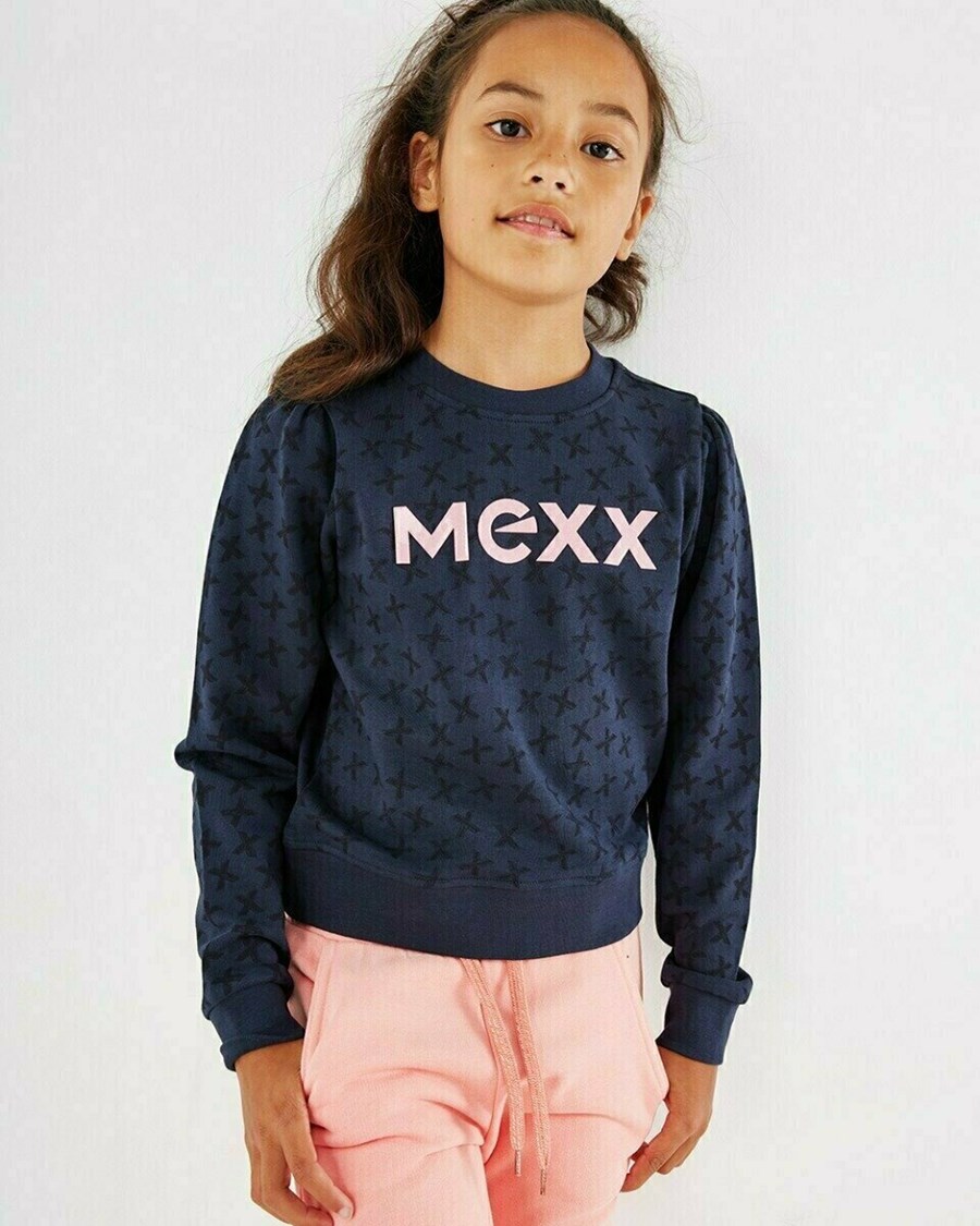 Mexx Puff sleeve sweater Navy Niebieskie | DUSFX6743