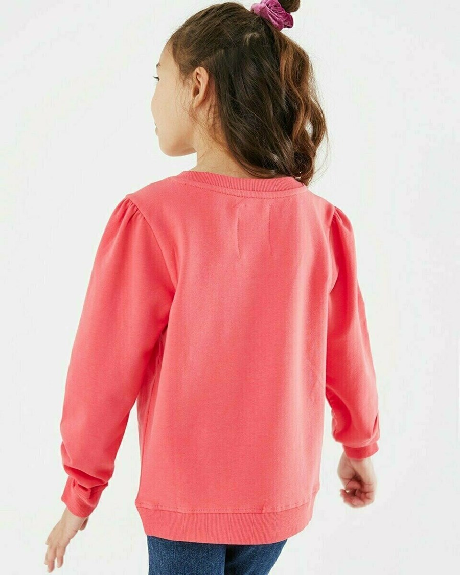 Mexx Puff sleeves sweater Dark Pink Różowe | BVRDK7259