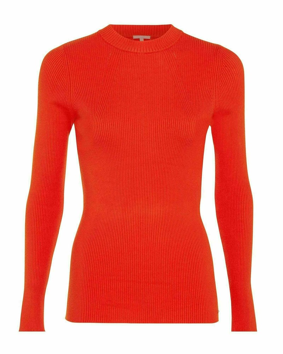 Mexx Ribknit turtleneck pullover Bright Orange Pomarańczowe | VKLRA5029