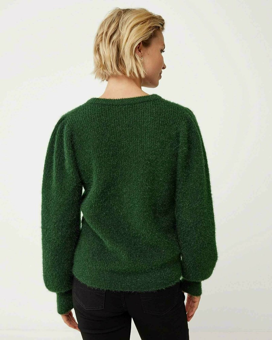 Mexx Round neck knitted lurex pullover Dark Green Zielone | GADVE9137