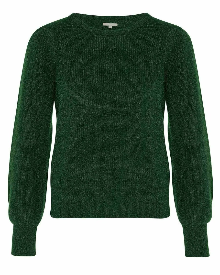 Mexx Round neck knitted lurex pullover Dark Green Zielone | GADVE9137