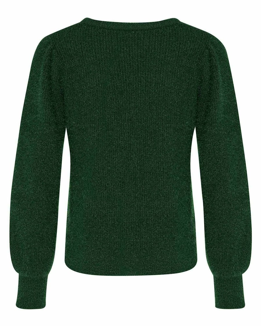 Mexx Round neck knitted lurex pullover Dark Green Zielone | GADVE9137