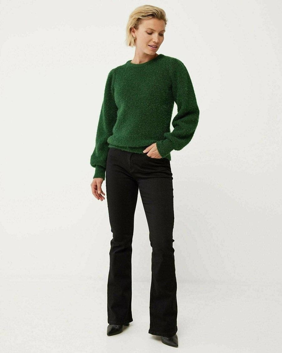 Mexx Round neck knitted lurex pullover Dark Green Zielone | GADVE9137