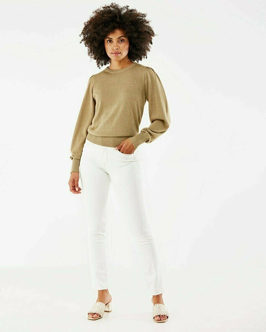 Mexx Round neck pullover Dark Sand Złote | HADSY0469