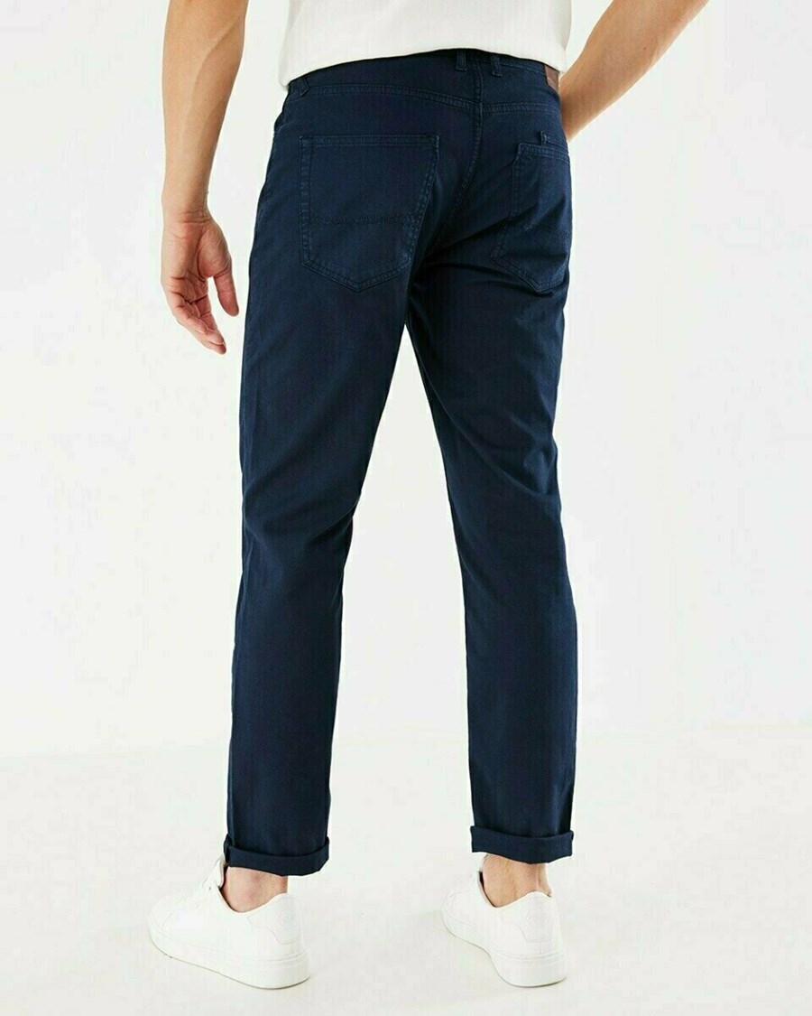 Mexx STEVE GD - Mid waist/ Prosty leg pants Navy Niebieskie | IHEWD6385