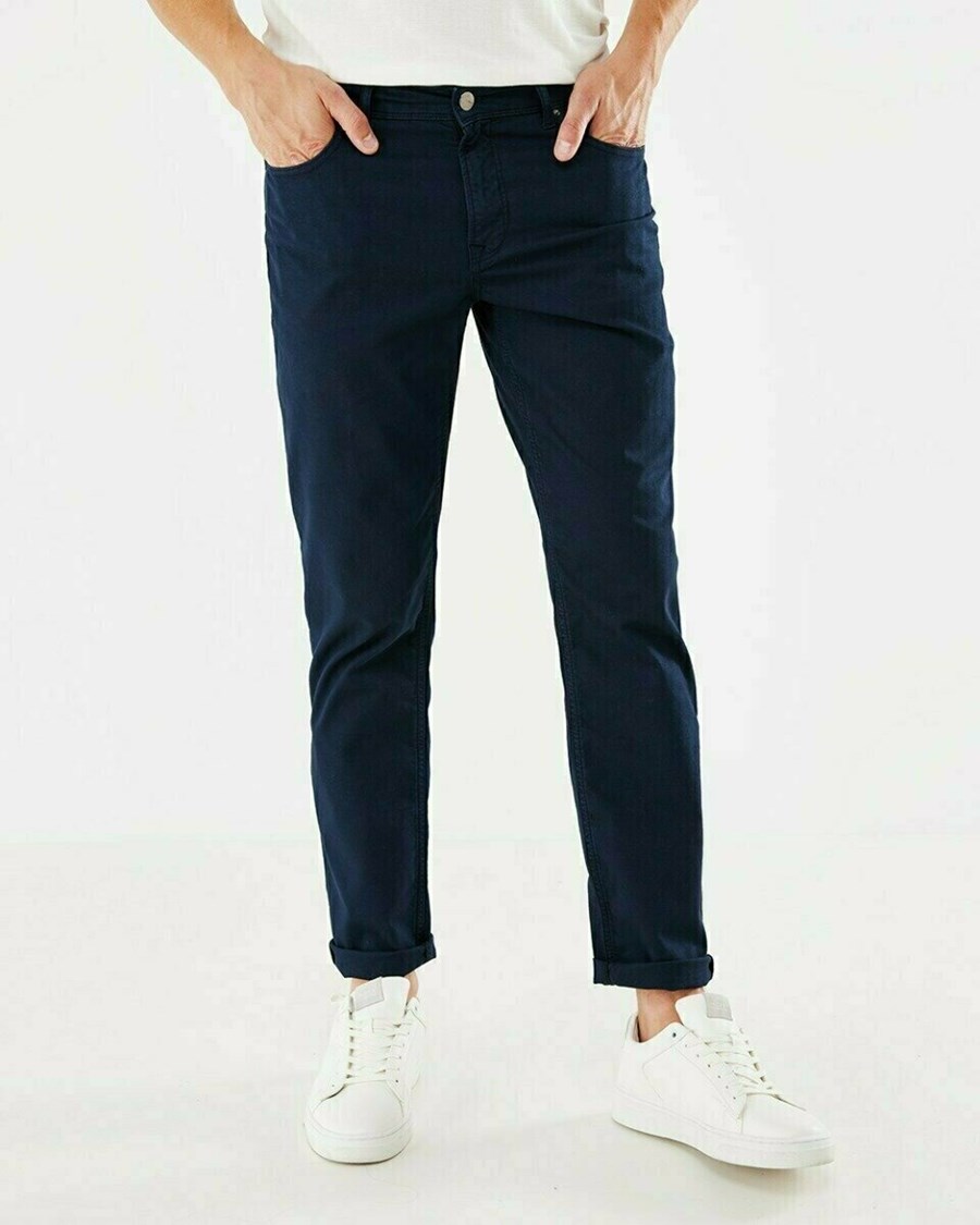 Mexx STEVE GD - Mid waist/ Prosty leg pants Navy Niebieskie | IHEWD6385