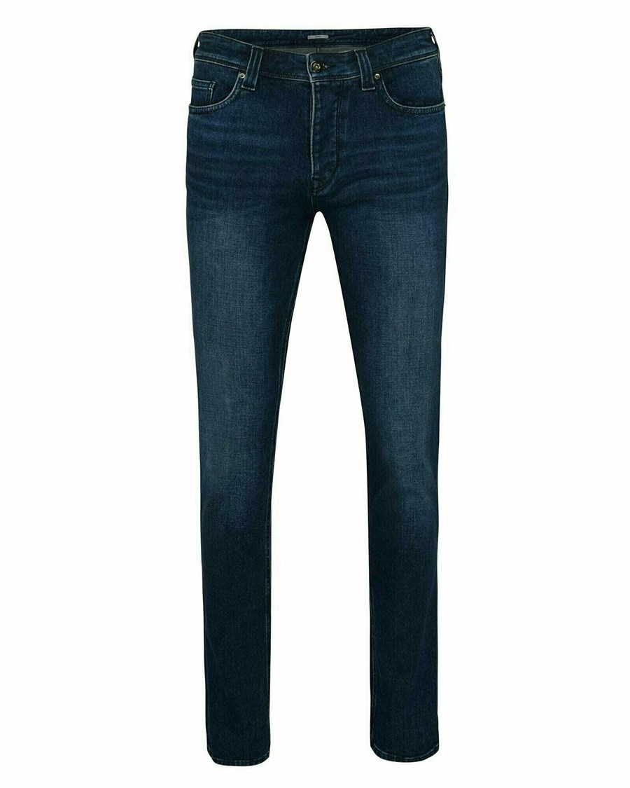 Mexx STEVE Mid waist/ Prosty leg jeans Dark Used Niebieskie | JEIYK6897