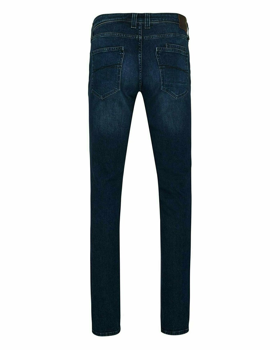 Mexx STEVE Mid waist/ Prosty leg jeans Dark Used Niebieskie | JEIYK6897