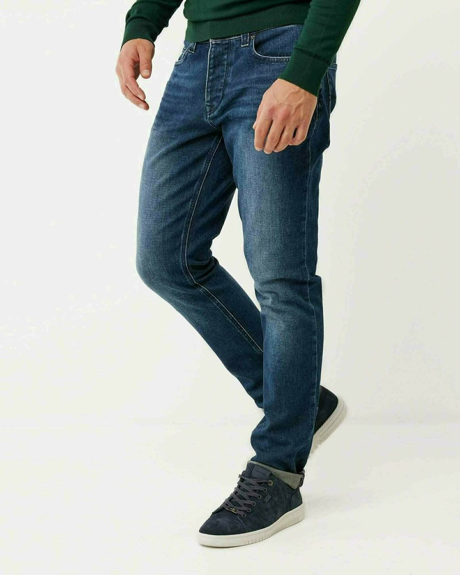 Mexx STEVE Mid waist/ Prosty leg jeans Dark Used Niebieskie | JEIYK6897