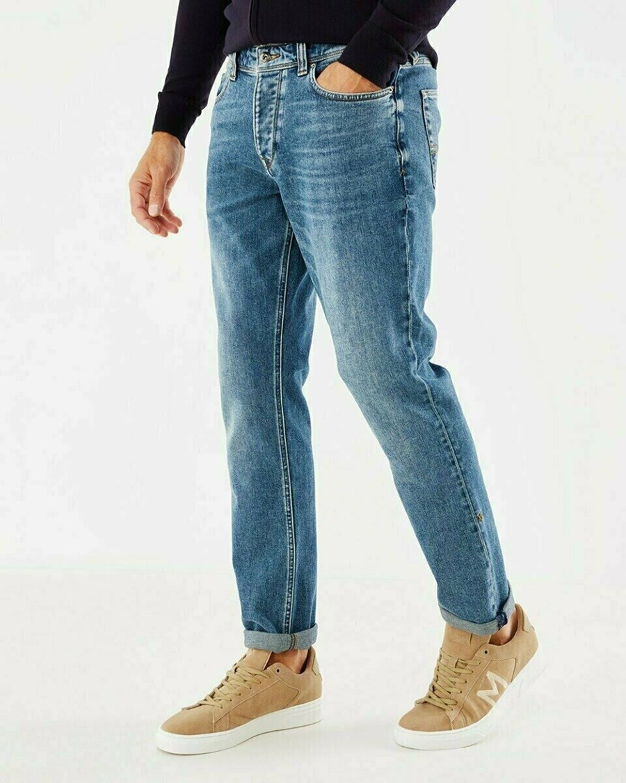 Mexx STEVE Mid waist/ Prosty leg jeans Medium Used Niebieskie | ZAIYL1704