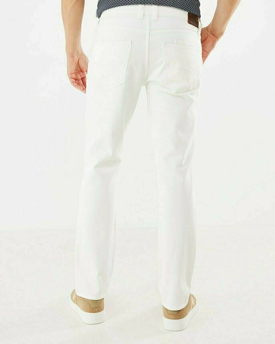 Mexx STEVE Mid waist/ Prosty leg jeans Off White Used Białe | UMDCB5674