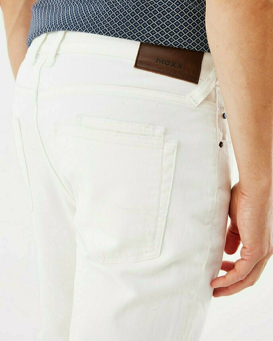 Mexx STEVE Mid waist/ Prosty leg jeans Off White Used Białe | UMDCB5674