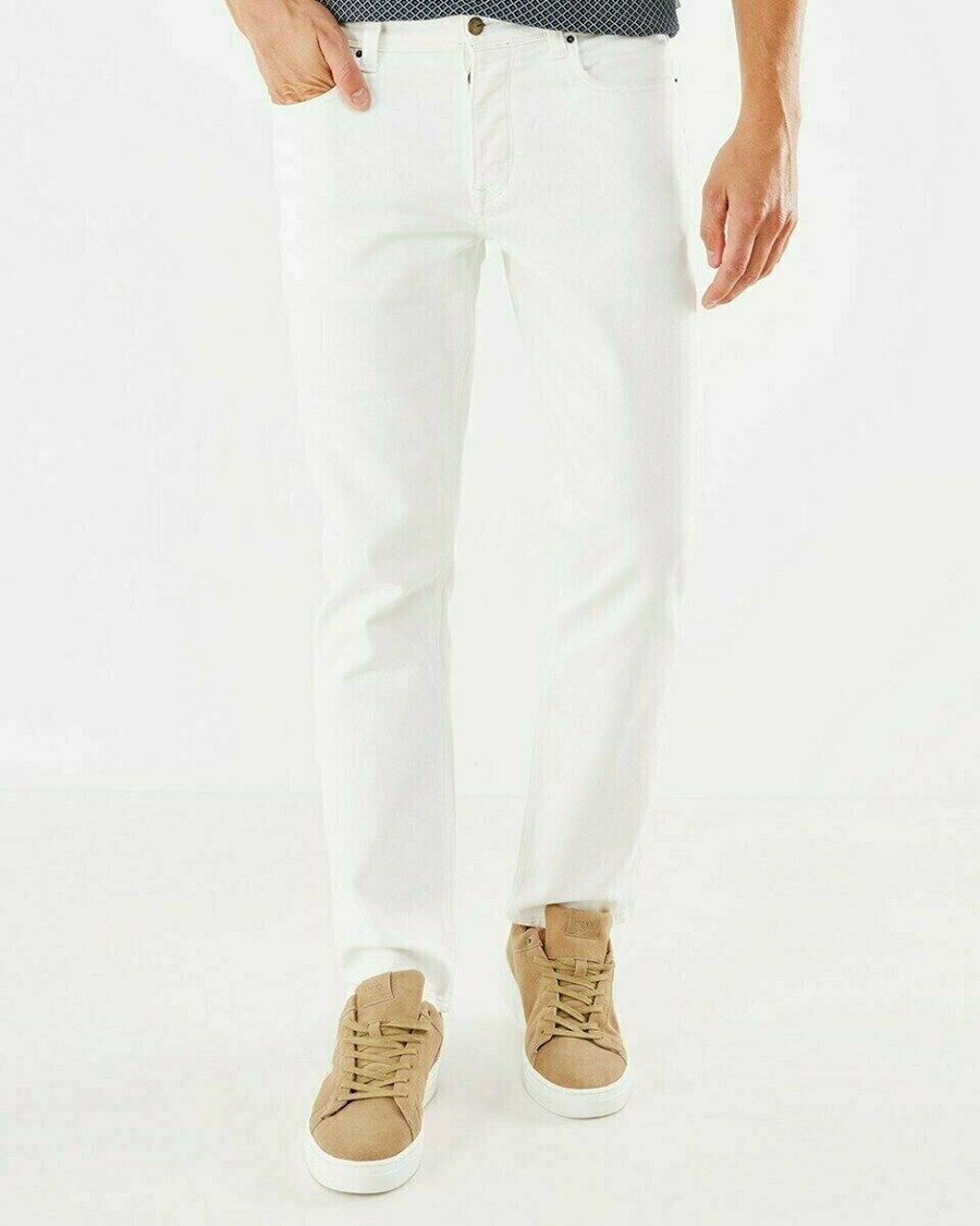 Mexx STEVE Mid waist/ Prosty leg jeans Off White Used Białe | UMDCB5674