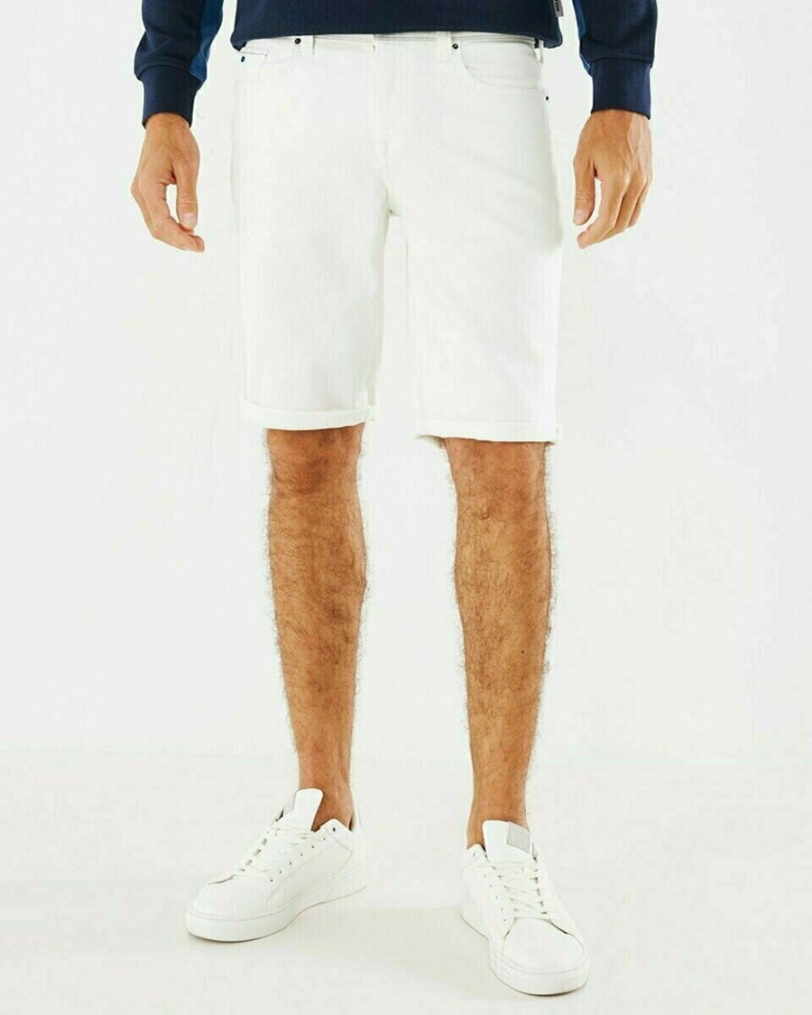 Mexx STEVE SHORT Mid waist/ Regular leg denim Off White Used Białe | BTXLZ0714