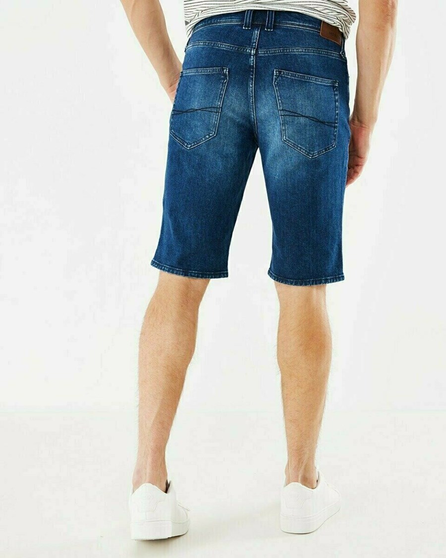 Mexx STEVE SHORT Mid waist/ Regular leg denim Dark Used Niebieskie | GCAUW2970