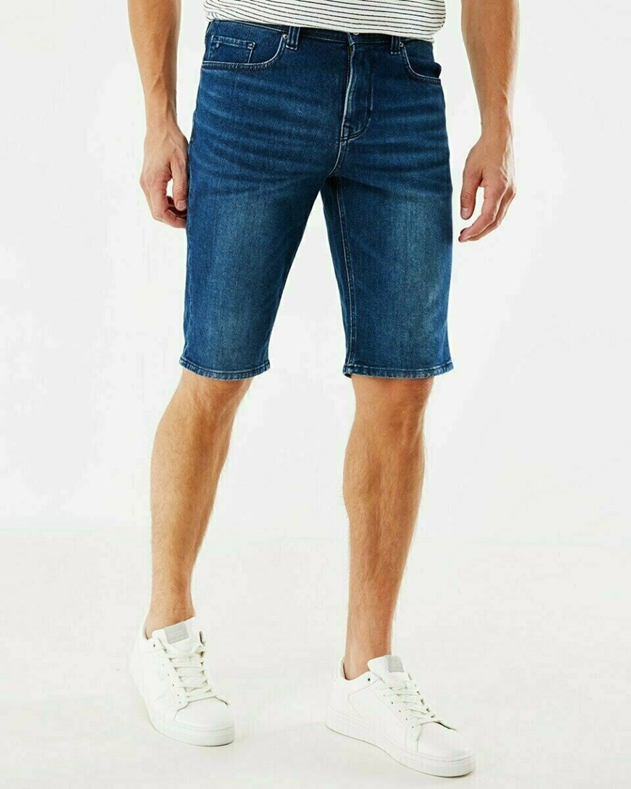 Mexx STEVE SHORT Mid waist/ Regular leg denim Dark Used Niebieskie | GCAUW2970