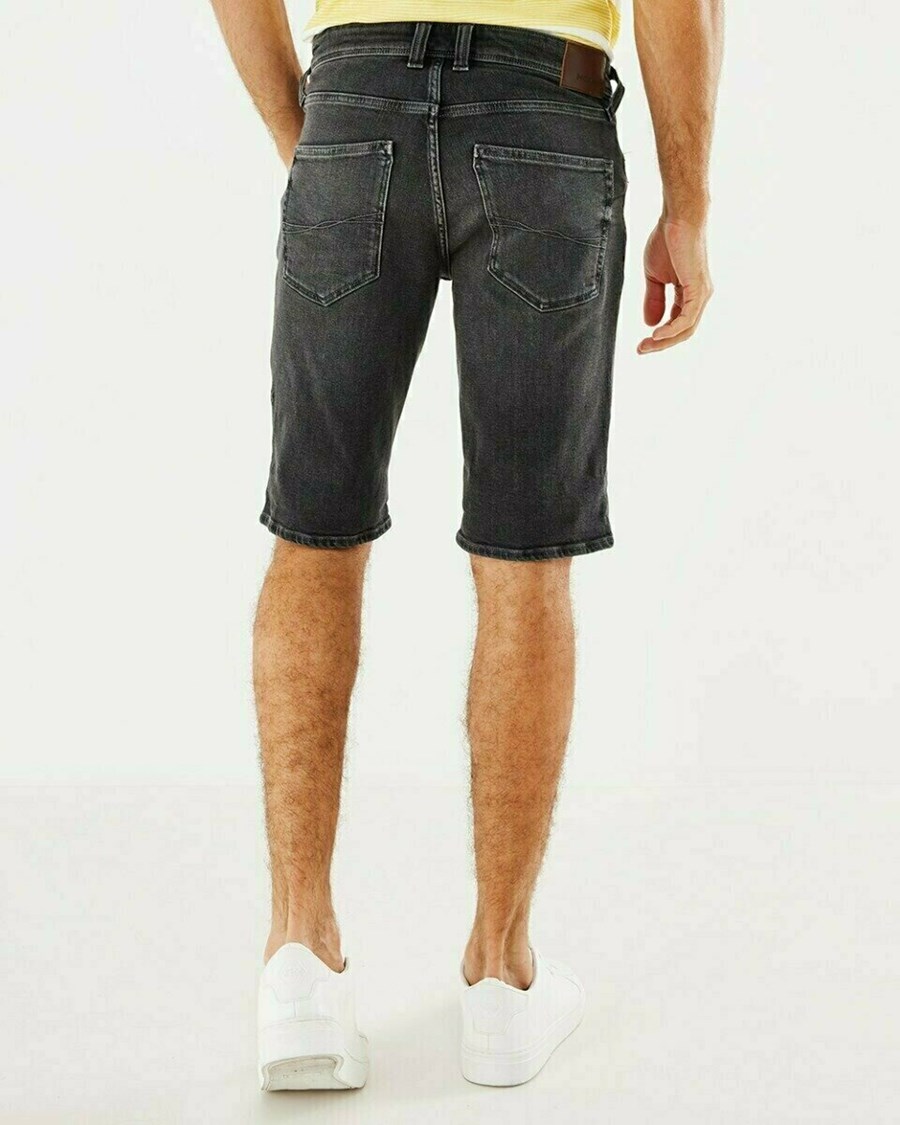 Mexx STEVE SHORT Mid waist/ Regular leg denim Black Used Czarne | JFNGY3201