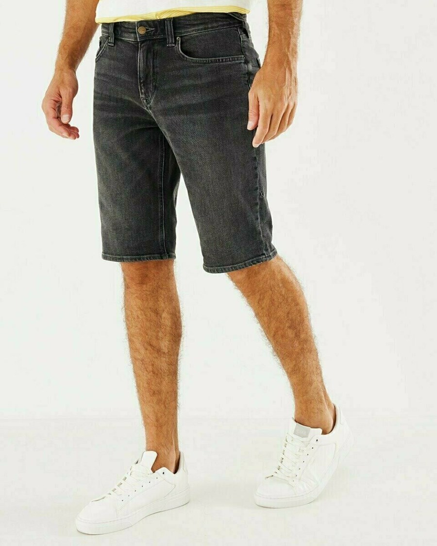 Mexx STEVE SHORT Mid waist/ Regular leg denim Black Used Czarne | JFNGY3201