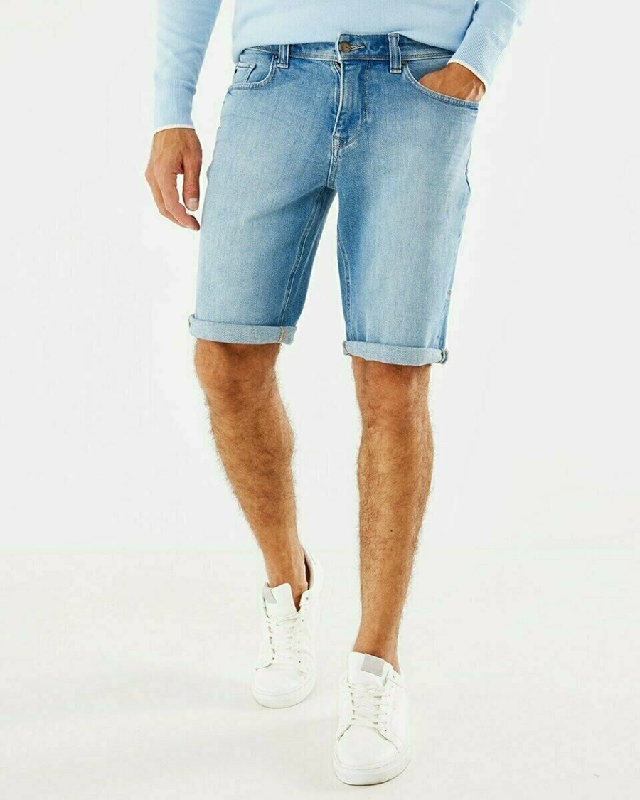 Mexx STEVE SHORT Mid waist/ Regular leg denim Light Stone Niebieskie | KURPC3926