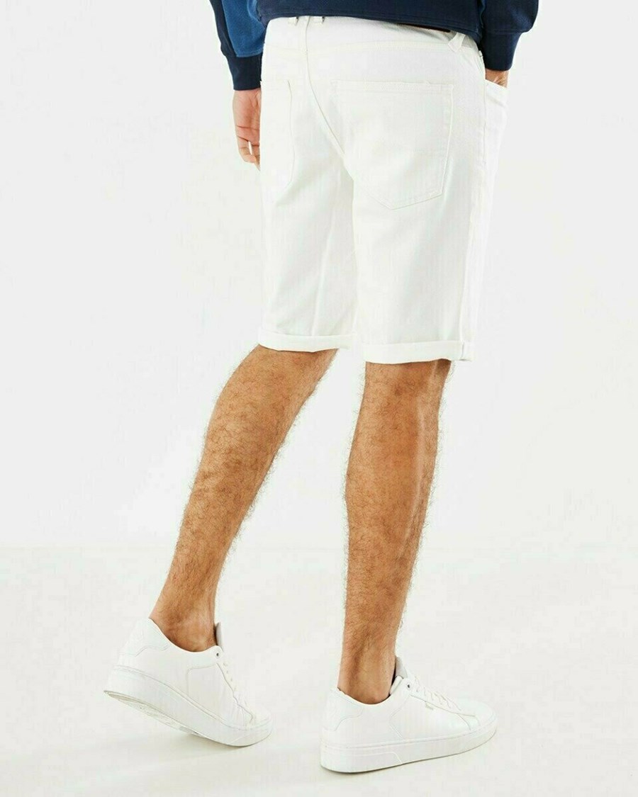 Mexx STEVE SHORT Mid waist/ Regular leg denim Off White Used Białe | UKCIA4239