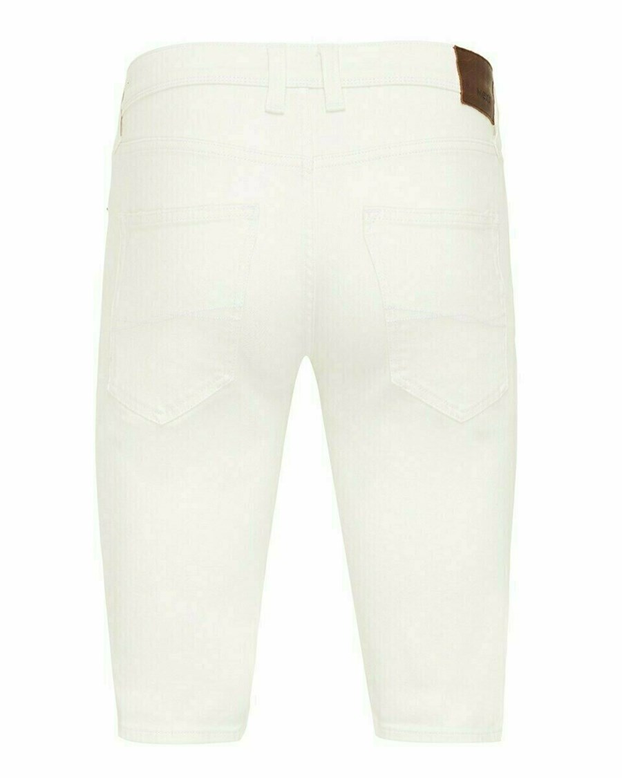 Mexx STEVE SHORT Mid waist/ Regular leg denim Off White Used Białe | UKCIA4239