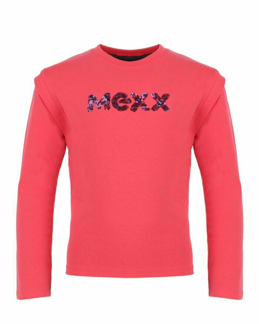 Mexx Sequins T-shirt Dark Pink Różowe | YSMAN6302